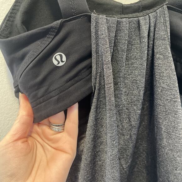 Lululemon Run Back On Track Tank Top Sz 4 Gray Black Drawstring *no Bra Cups - Picture 2 of 5